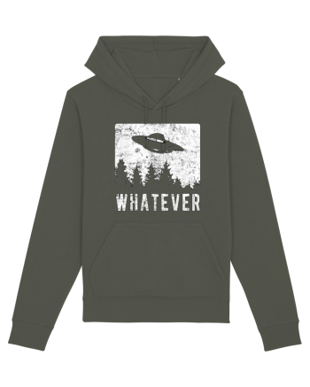 Whatever Retro Distressed Sarcastic Alien UFO Khaki