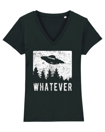 Whatever Retro Distressed Sarcastic Alien UFO Black