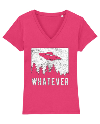 Whatever Retro Distressed Sarcastic Alien UFO Raspberry