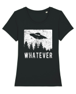Whatever Retro Distressed Sarcastic Alien UFO Tricou mânecă scurtă guler larg fitted Damă Expresser