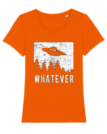 Whatever Retro Distressed Sarcastic Alien UFO Bright Orange