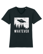 Whatever Retro Distressed Sarcastic Alien UFO Tricou mânecă scurtă guler V Bărbat Presenter