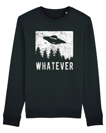 Whatever Retro Distressed Sarcastic Alien UFO Black