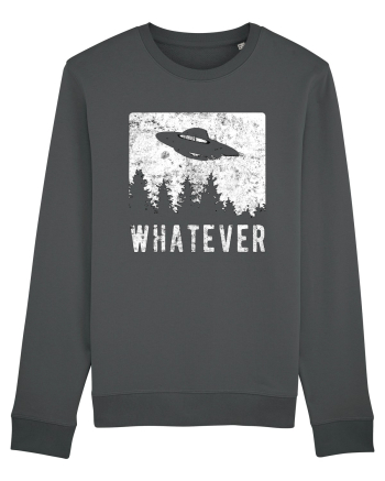 Whatever Retro Distressed Sarcastic Alien UFO Anthracite