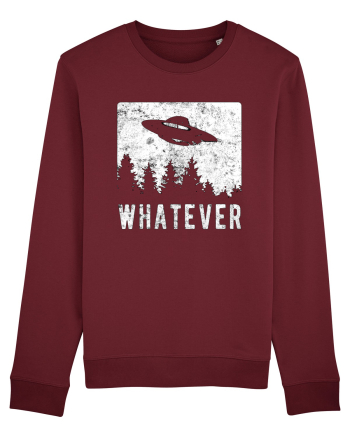 Whatever Retro Distressed Sarcastic Alien UFO Burgundy