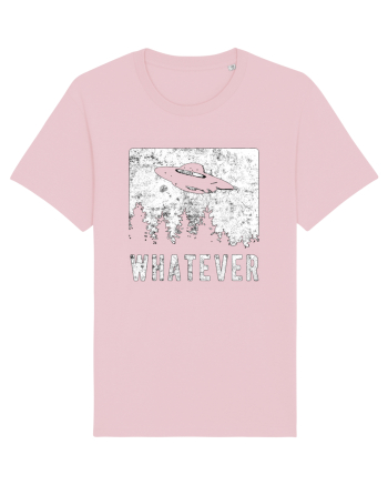 Whatever Retro Distressed Sarcastic Alien UFO Cotton Pink