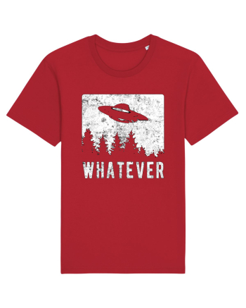 Whatever Retro Distressed Sarcastic Alien UFO Red