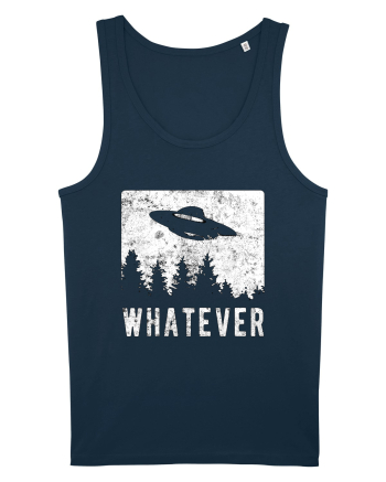 Whatever Retro Distressed Sarcastic Alien UFO Navy