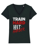 Train hard Hit harder Tricou mânecă scurtă guler V Damă Evoker