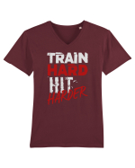 Train hard Hit harder Tricou mânecă scurtă guler V Bărbat Presenter