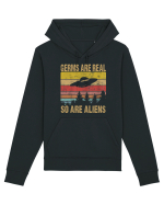 Germs Are Real So Are Aliens Retro Distressed Sunset Alien UFO Hanorac Unisex Drummer