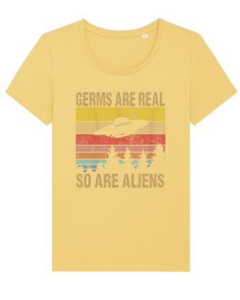 Germs Are Real So Are Aliens Retro Distressed Sunset Alien UFO Jojoba