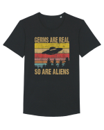 Germs Are Real So Are Aliens Retro Distressed Sunset Alien UFO Tricou mânecă scurtă guler larg Bărbat Skater