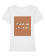 staying idle while active2 Tricou mânecă scurtă guler larg fitted Damă Expresser