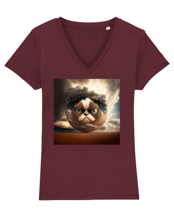 Grumpy Sphere Cat Burgundy