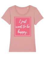 i just want to be happy3 Tricou mânecă scurtă guler larg fitted Damă Expresser