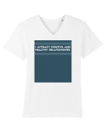 i attract positive and healthy relationships Tricou mânecă scurtă guler V Bărbat Presenter