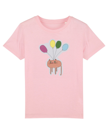 cat with baloons Cotton Pink