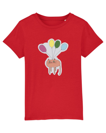 cat with baloons Red