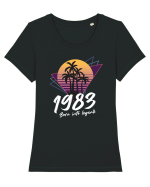 Synthwave 1983 SW born into legend Tricou mânecă scurtă guler larg fitted Damă Expresser