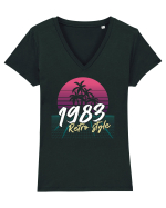 Synthwave 1983 SW retro style Tricou mânecă scurtă guler V Damă Evoker
