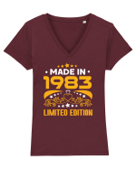 Made in 1983 Limited edition Tricou mânecă scurtă guler V Damă Evoker