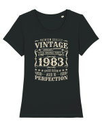Premium quality vintage 1983 Tricou mânecă scurtă guler larg fitted Damă Expresser