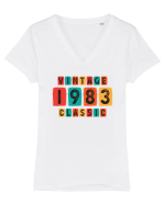 Vintage 1983 classic Tricou mânecă scurtă guler V Damă Evoker