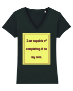 i am capable of completing it on my  own3 Tricou mânecă scurtă guler V Damă Evoker