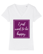 i just want to be happy6 Tricou mânecă scurtă guler V Damă Evoker