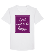 i just want to be happy6 Tricou mânecă scurtă guler larg Bărbat Skater