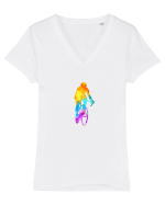 Cycling Tricou mânecă scurtă guler V Damă Evoker