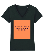 prioritize your own needs2 Tricou mânecă scurtă guler V Damă Evoker