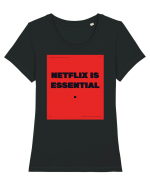 netflix is essential2 Tricou mânecă scurtă guler larg fitted Damă Expresser