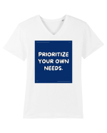 prioritize your own needs4 Tricou mânecă scurtă guler V Bărbat Presenter