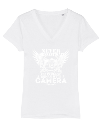 A woman with camera White