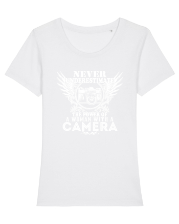 A woman with camera White