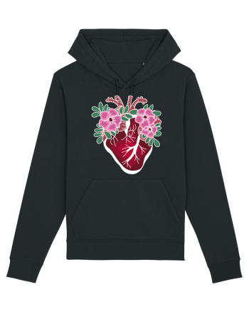 Valentine's Love Heart Flowers Black
