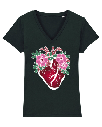 Valentine's Love Heart Flowers Black