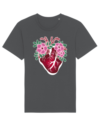 Valentine's Love Heart Flowers Anthracite