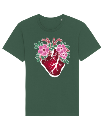 Valentine's Love Heart Flowers Bottle Green