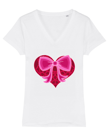 Valentine's Love Heart Bow White