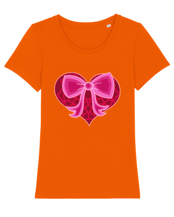 Valentine's Love Heart Bow Bright Orange