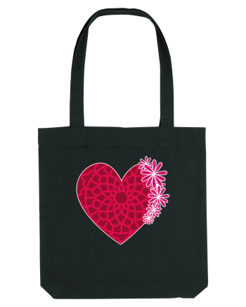 Valentine's Love Heart Daisies Black