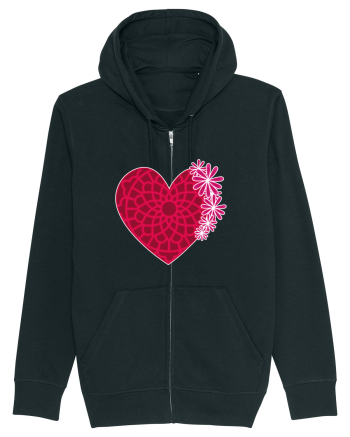 Valentine's Love Heart Daisies Black