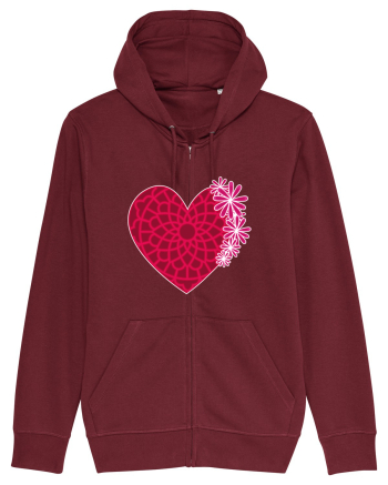 Valentine's Love Heart Daisies Burgundy