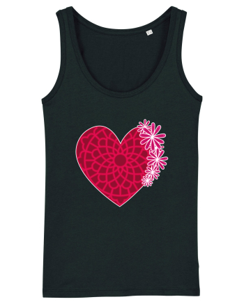Valentine's Love Heart Daisies Black