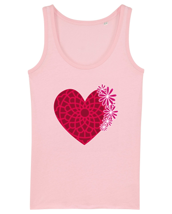 Valentine's Love Heart Daisies Cotton Pink