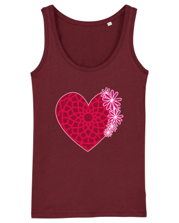 Valentine's Love Heart Daisies Burgundy