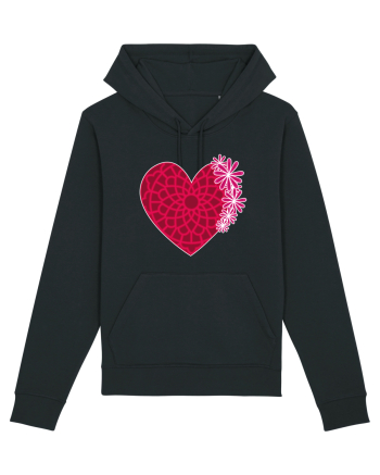Valentine's Love Heart Daisies Black